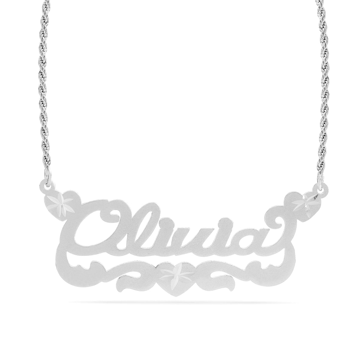Personalized Name necklace with Satin and Heart &quot;Olivia&quot;