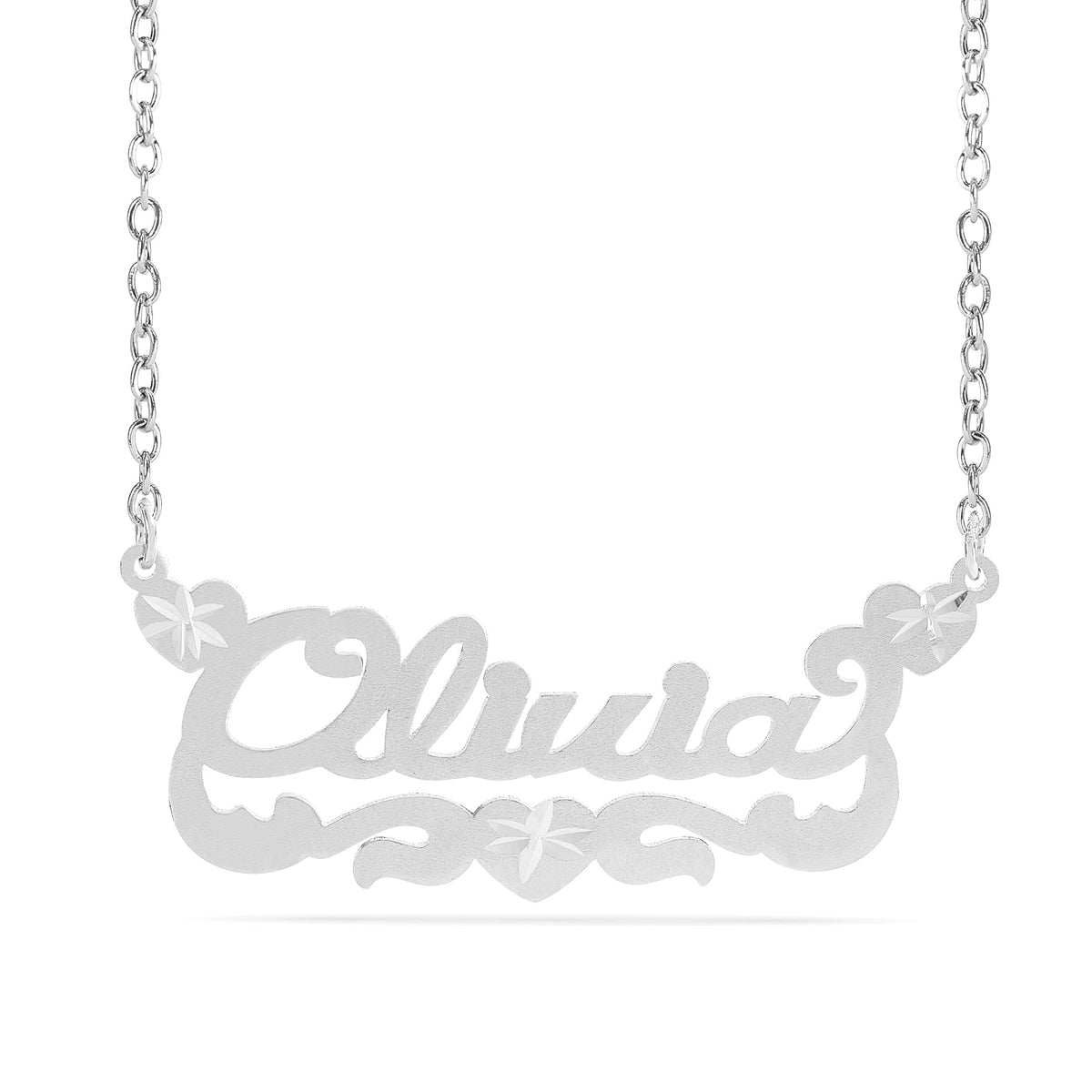 Personalized Name necklace with Satin and Heart "Olivia"