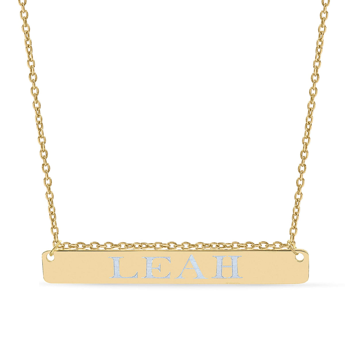 Horizontal Bar Name Necklace With Chain Through The Jump Rings
