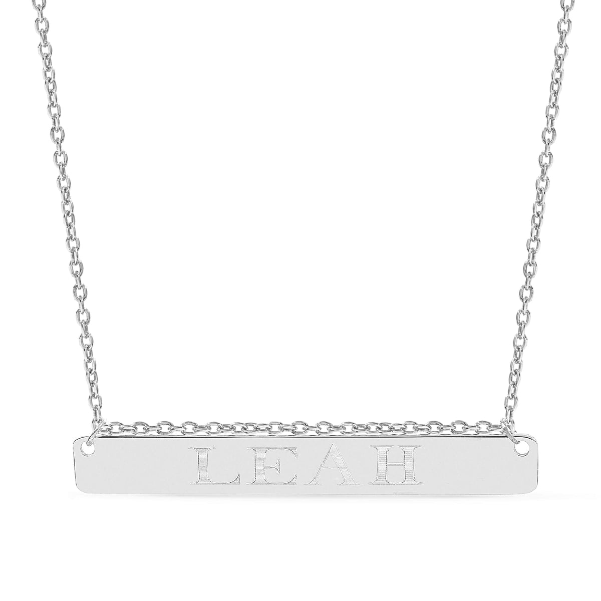 Horizontal Bar Name Necklace With Chain Through The Jump Rings