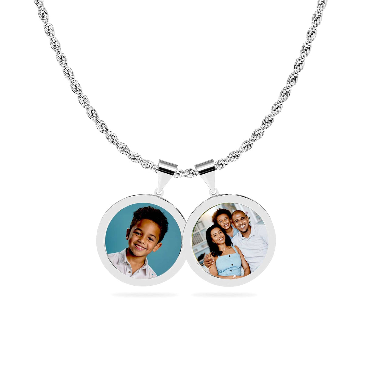 Multi-Pendants High Polished Round Photo Necklace