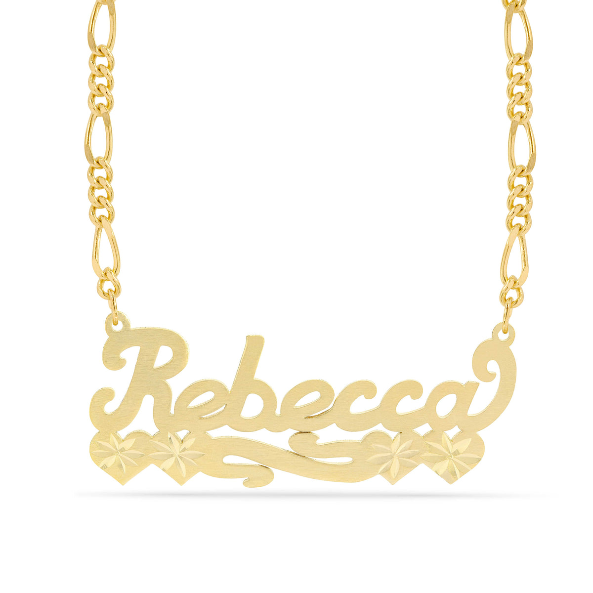 Personalized Name necklace with Satin and Hearts &quot;Rebecca&quot;