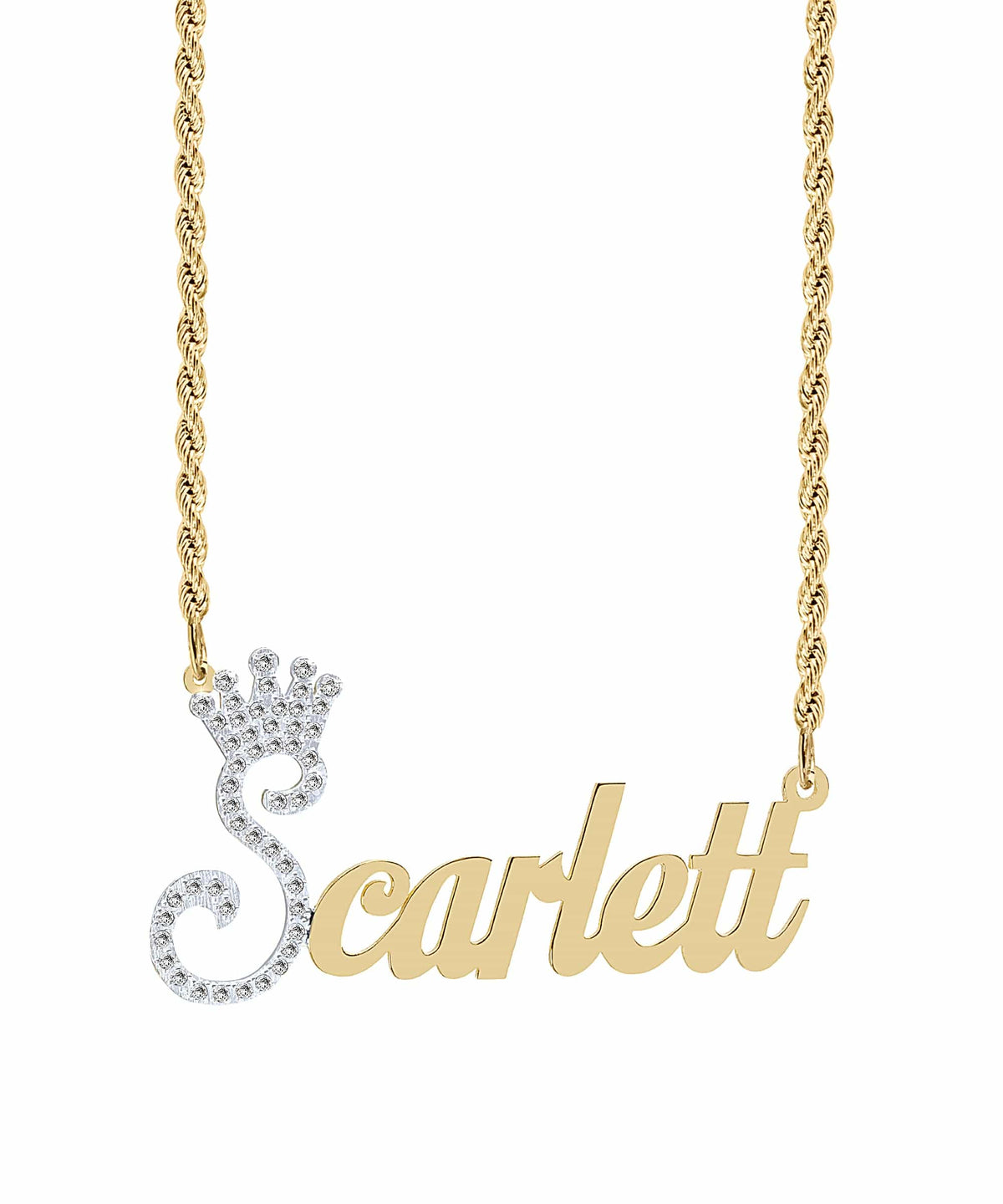 Iced Out Single Plated Nameplate Necklace &quot;Scarlett&quot;