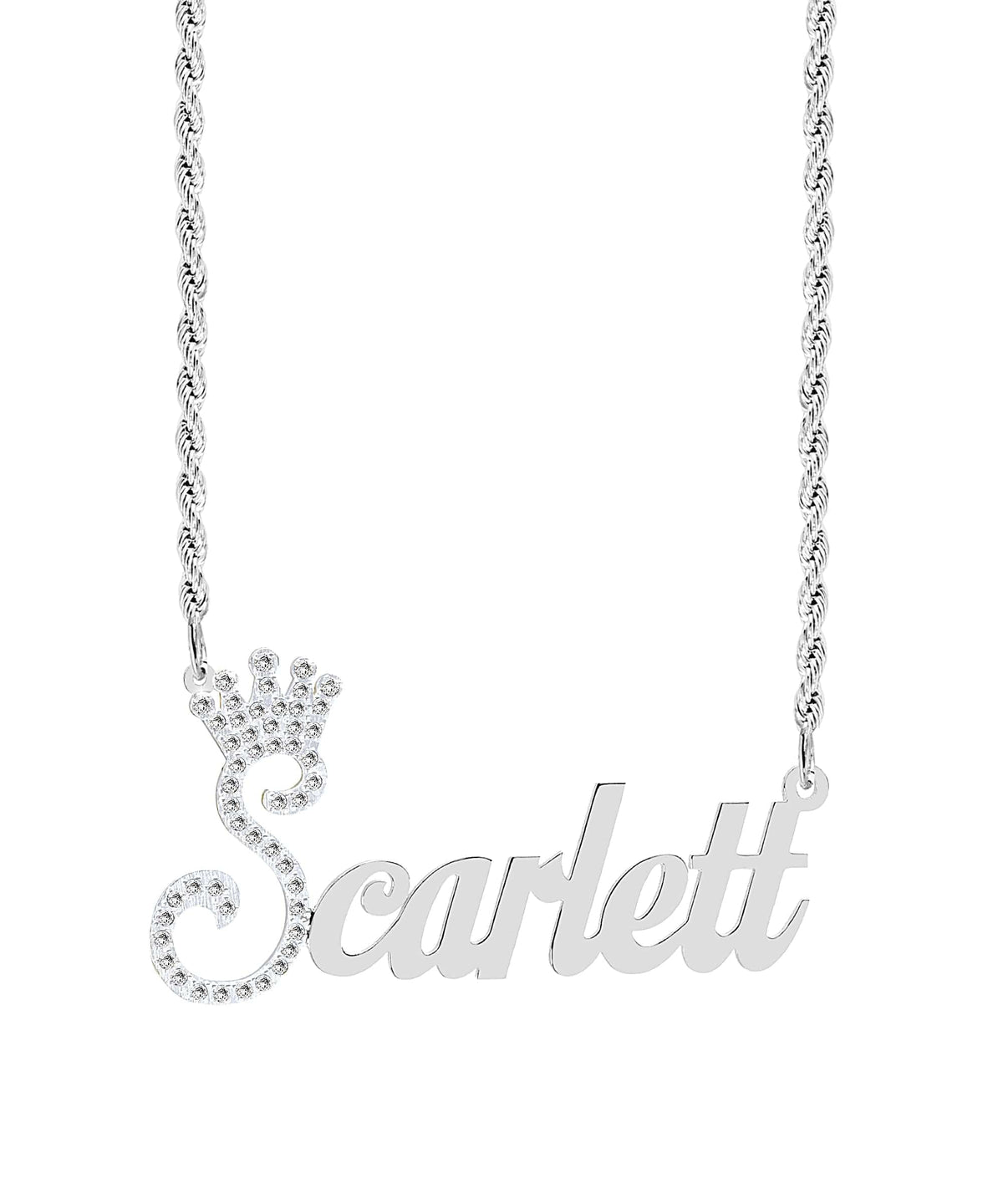 Iced Out Single Plated Nameplate Necklace &quot;Scarlett&quot;
