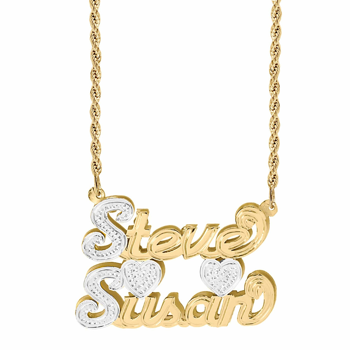 Double Plated Name Necklace - Couples - Best Friends