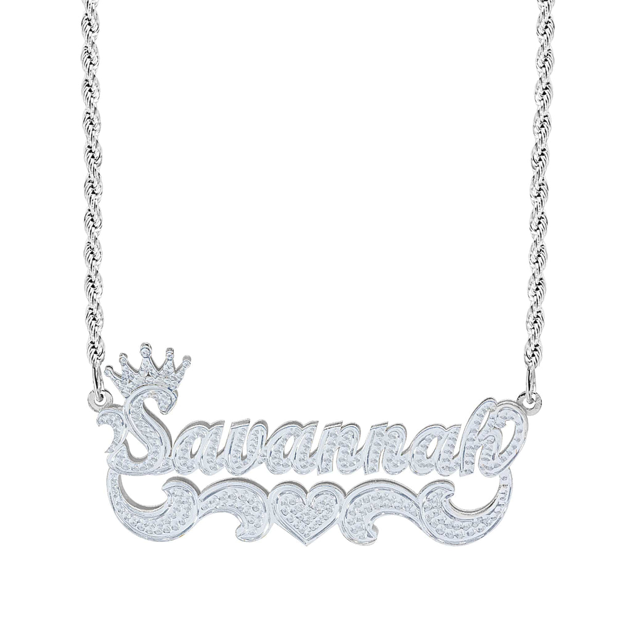 Personalized Crown Double Plated Name Necklace &quot;Savannah&quot;