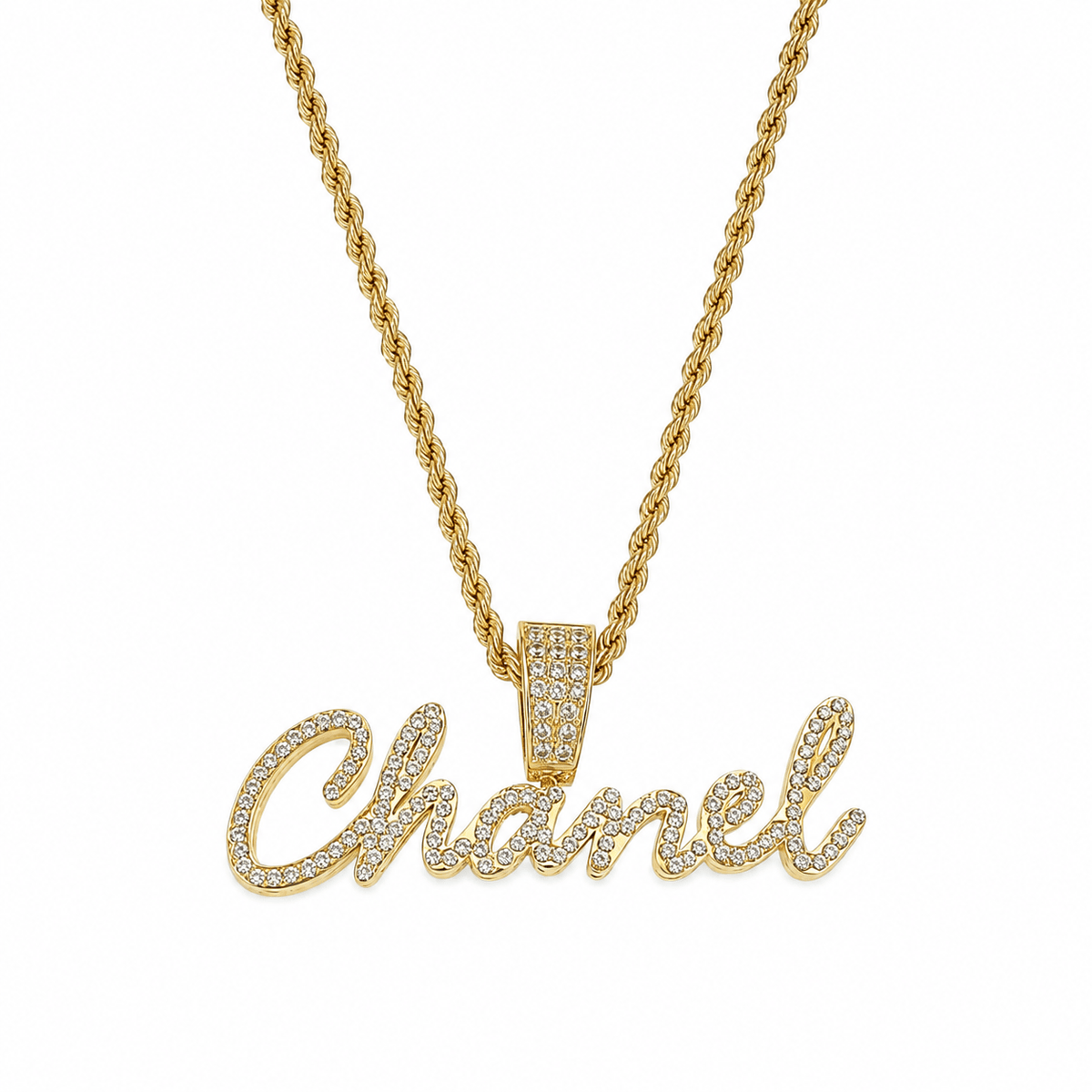 Script Iced out Bale Name Necklace