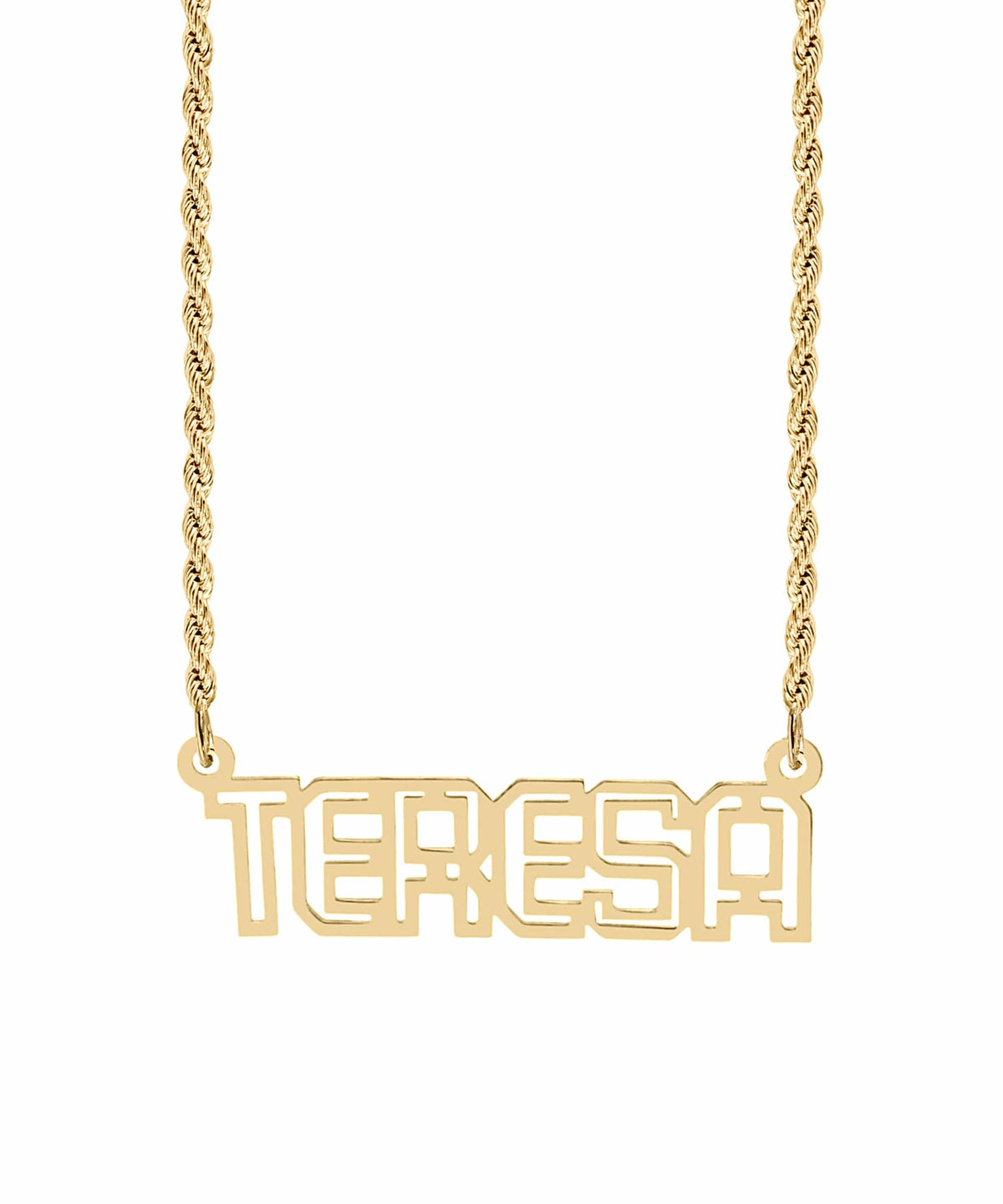 Personalized Outline Block Nameplate Necklace