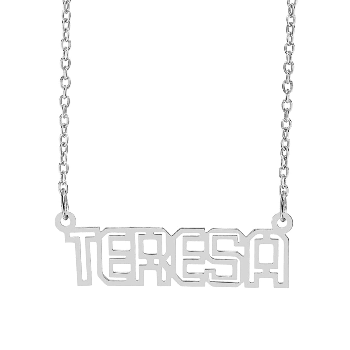 Personalized Outline Block Nameplate Necklace