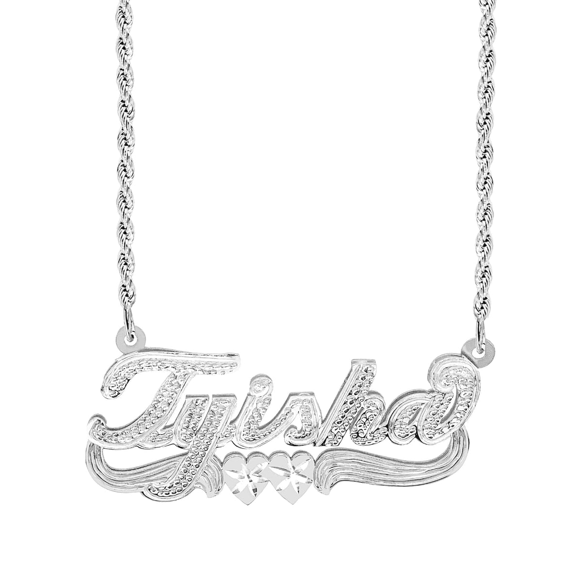 Custom  Double Script Name Plate With Beading &quot;Tyisha&quot;