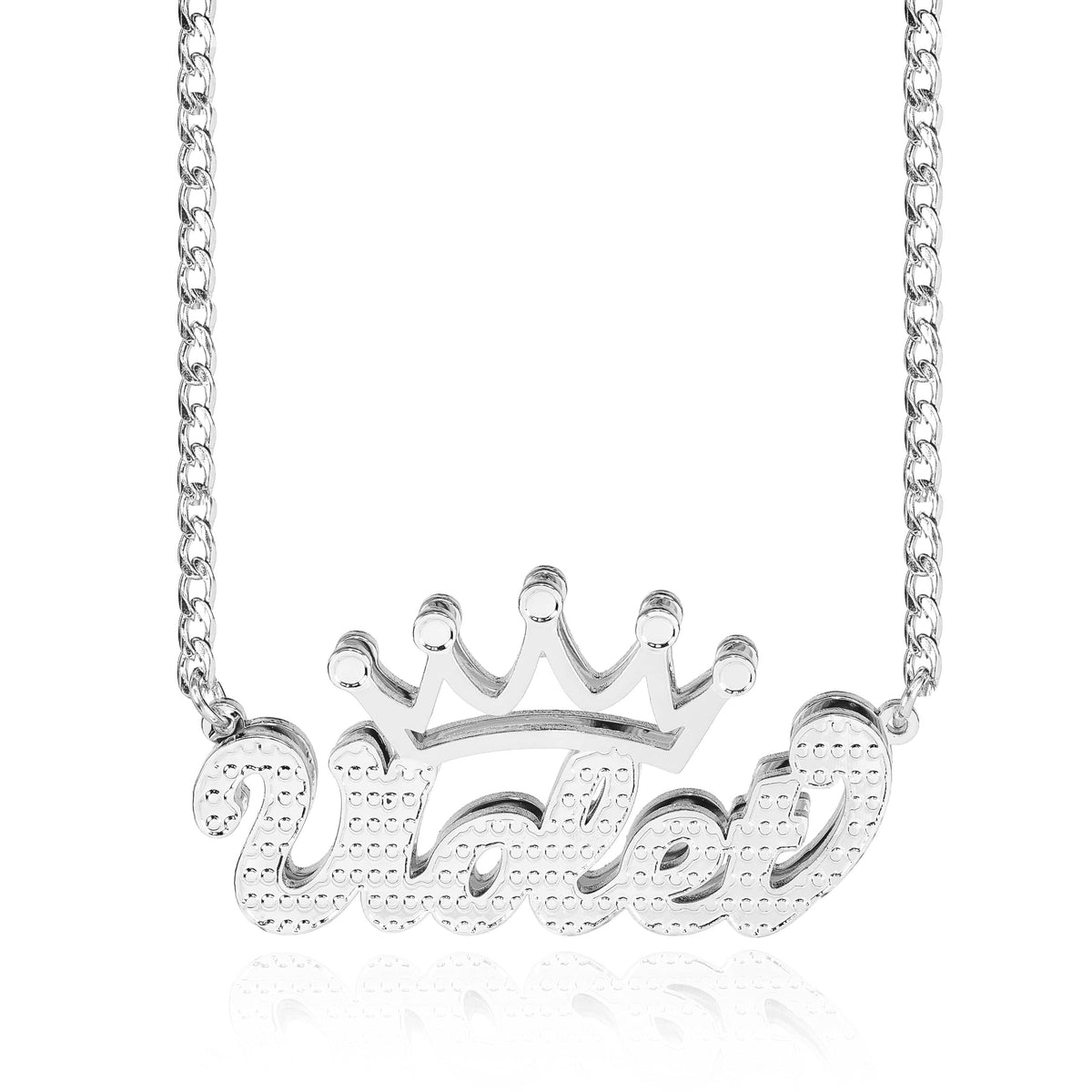 Personalized Crown Double Name Necklace with Beading