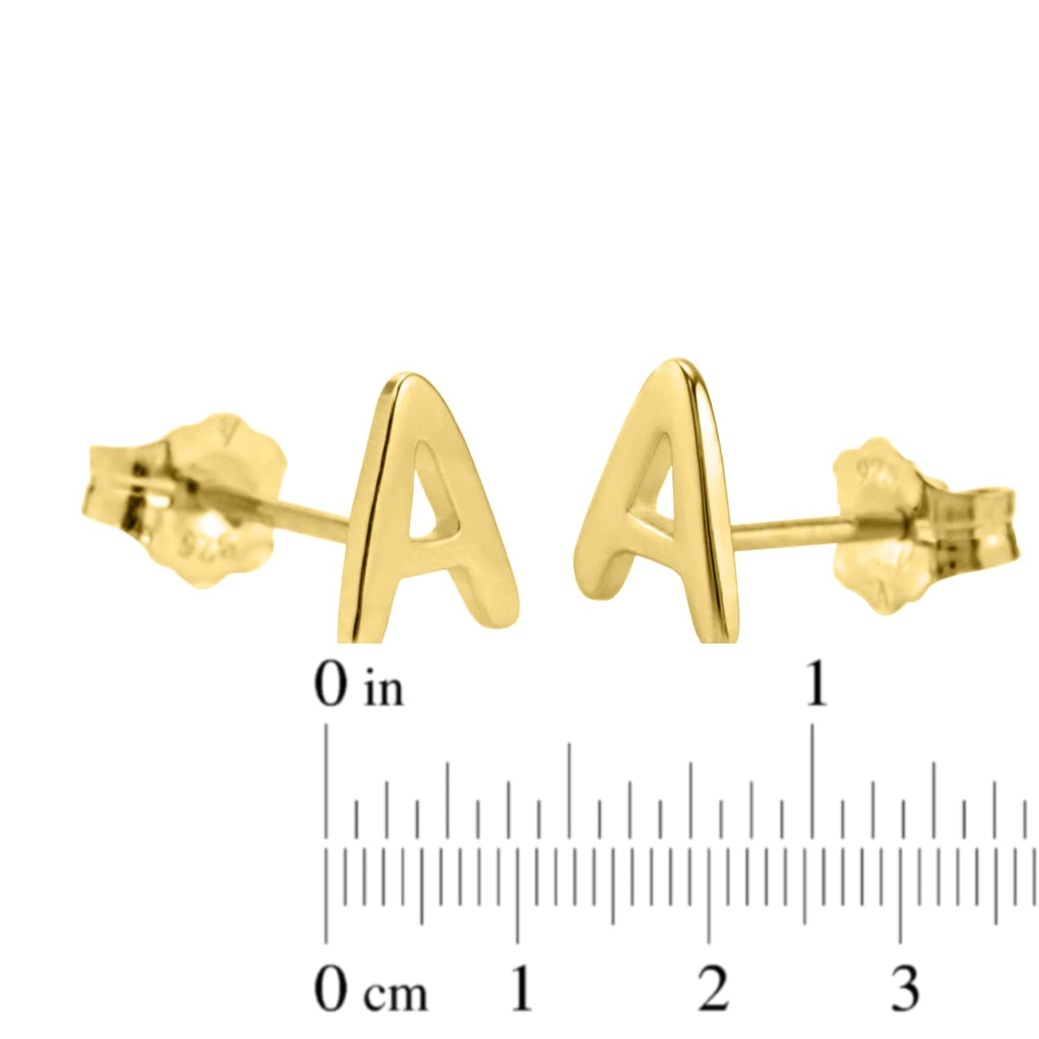 Gold Plated Copy of Initial Stud Earrings with CZ accent