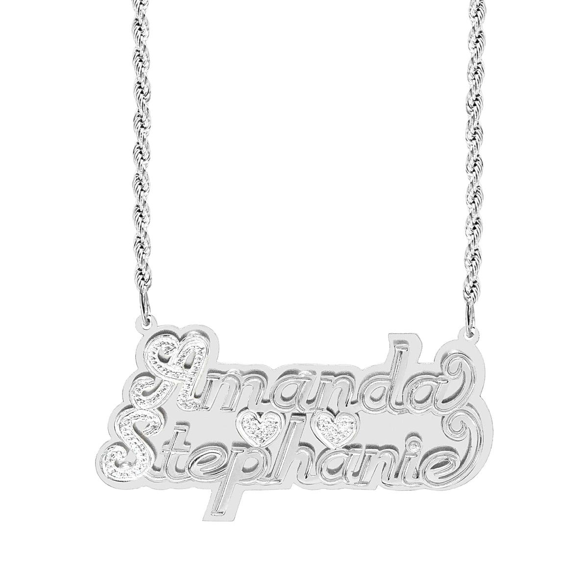 Double Plated Nameplate Necklace &quot;Couples&quot;