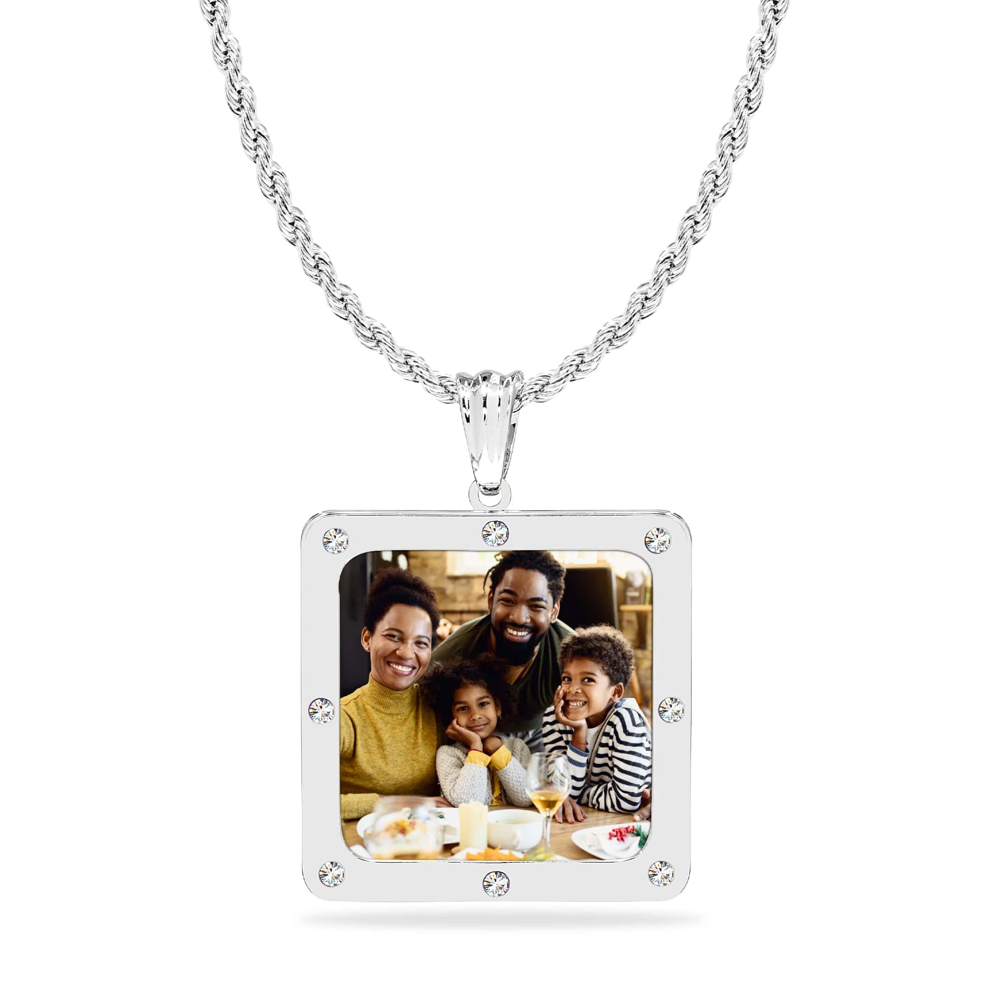 Copy of High Polished Square Photo Pendant