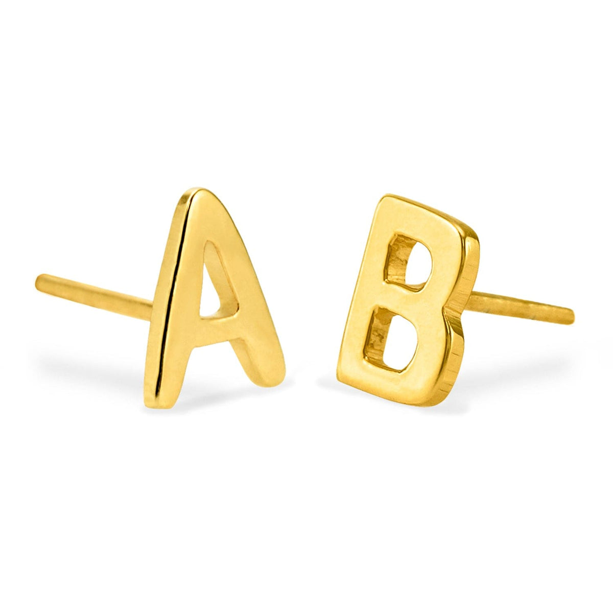 Gold Plated Copy of Initial Stud Earrings with CZ accent