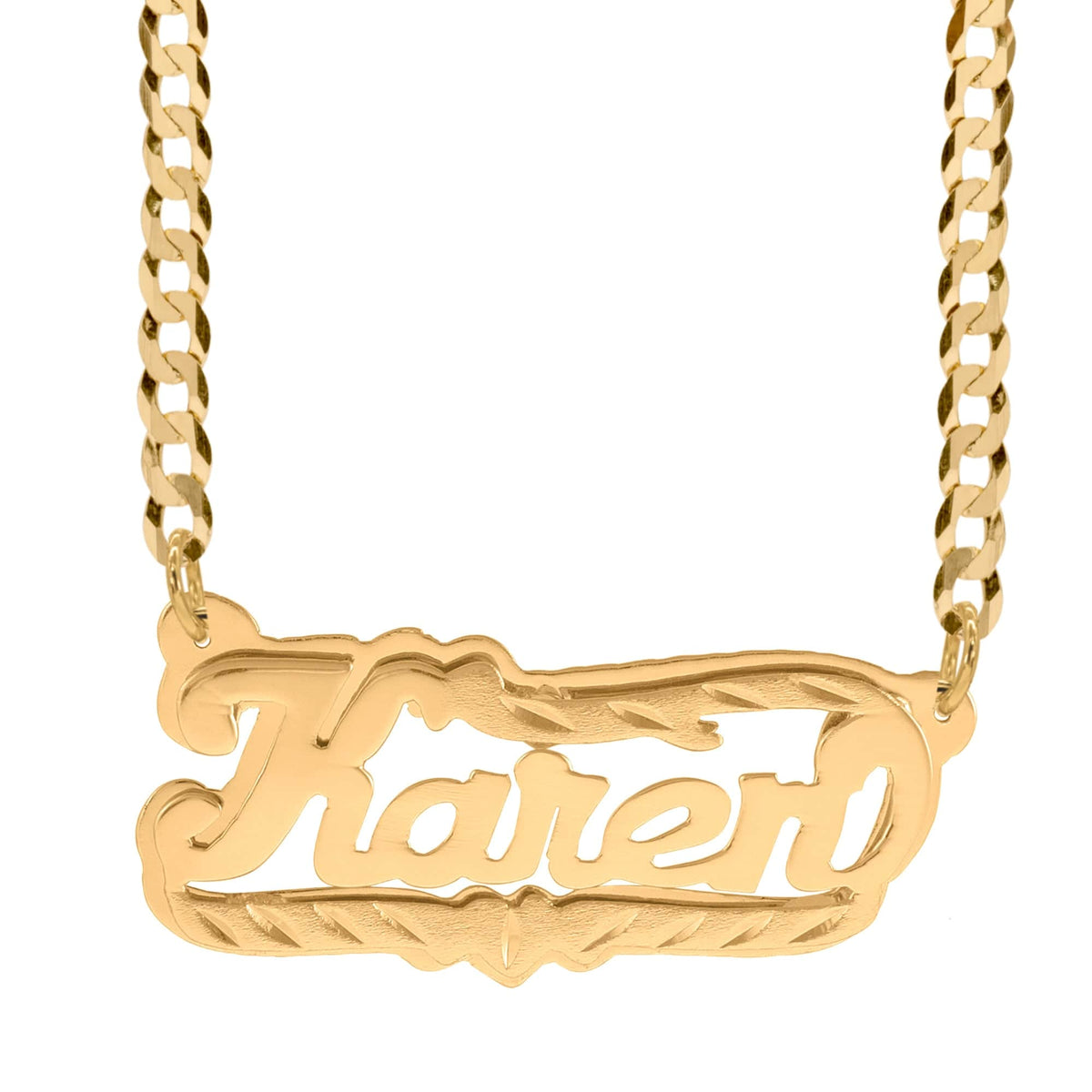 Gold Plated / Cuban Chain Copy of Double Plated Name Necklace &quot;Nichole&quot; w/  Diamond-cut