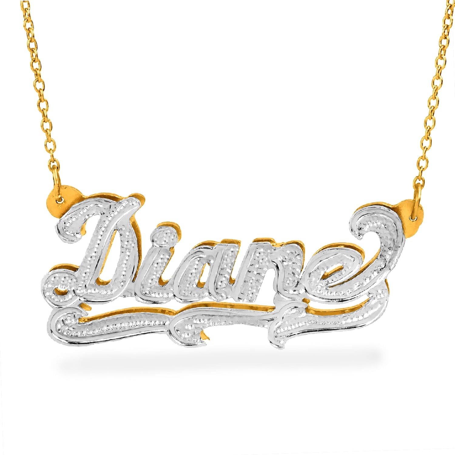 Gold Plated / Link Chain Copy of Double-plated Block Name Necklace