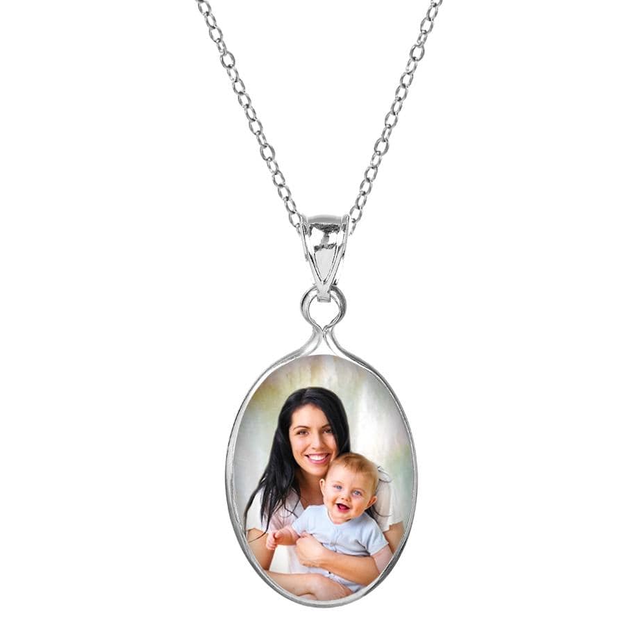 Gold Plated / Link Chain Copy of Mother of Pearl Oval Portrait Pendant