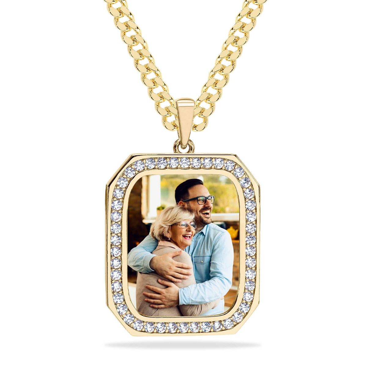 Square Photo Pendant with Stones