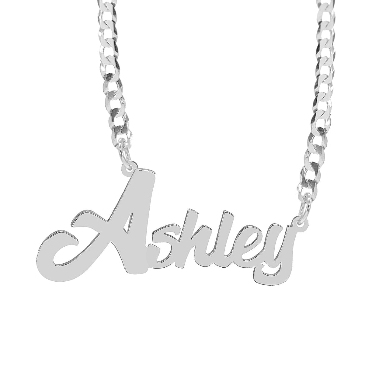 Silver Plated / Cuban Chain Script Name Necklace