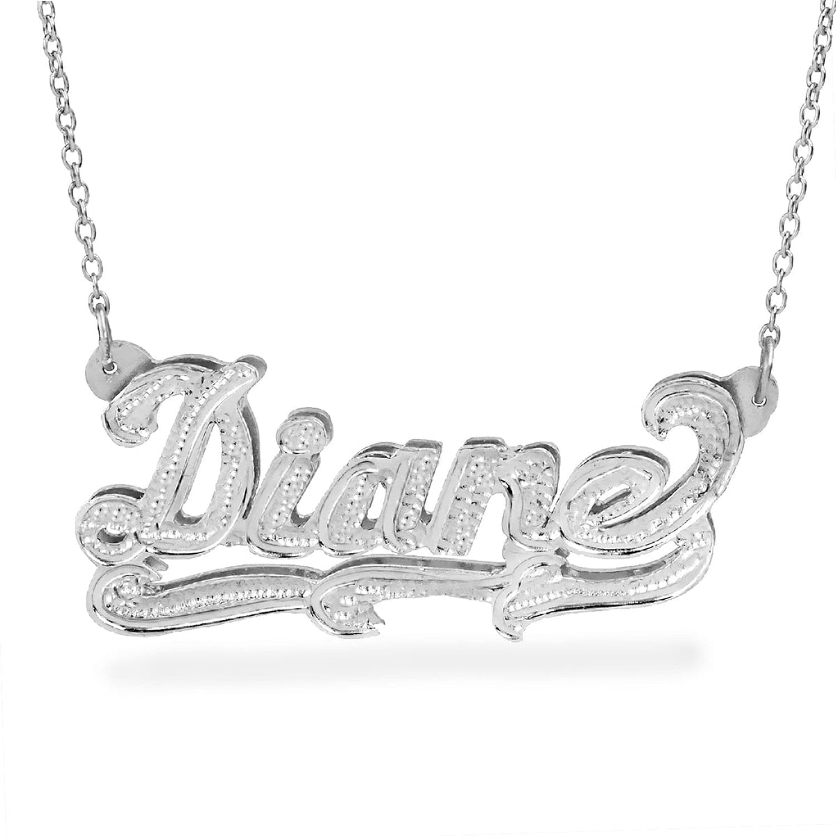 Silver Plated / Link Chain Copy of Double-plated Block Name Necklace