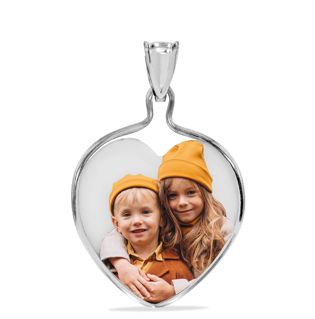 Silver Plated / Link Chain Copy of Mother of Pearl Oval Shaped Photo Pendant