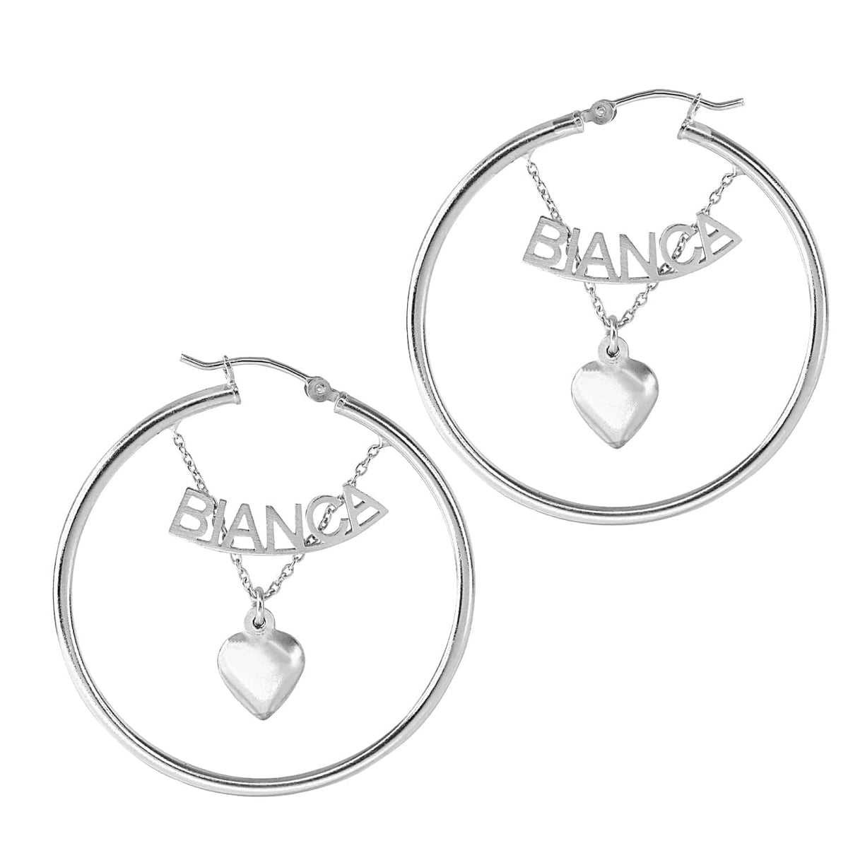 Sterling Silver Copy of 2&quot; Hoops Bamboo Name Earrings