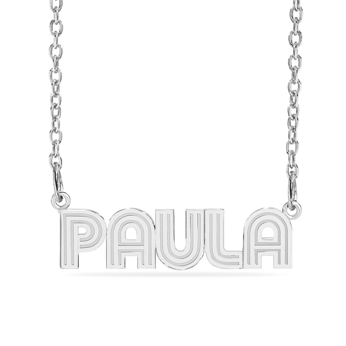 Sterling Silver / Link Chain Copy of Personalized Name necklace with Diamond Cut &quot;Sekani&quot;