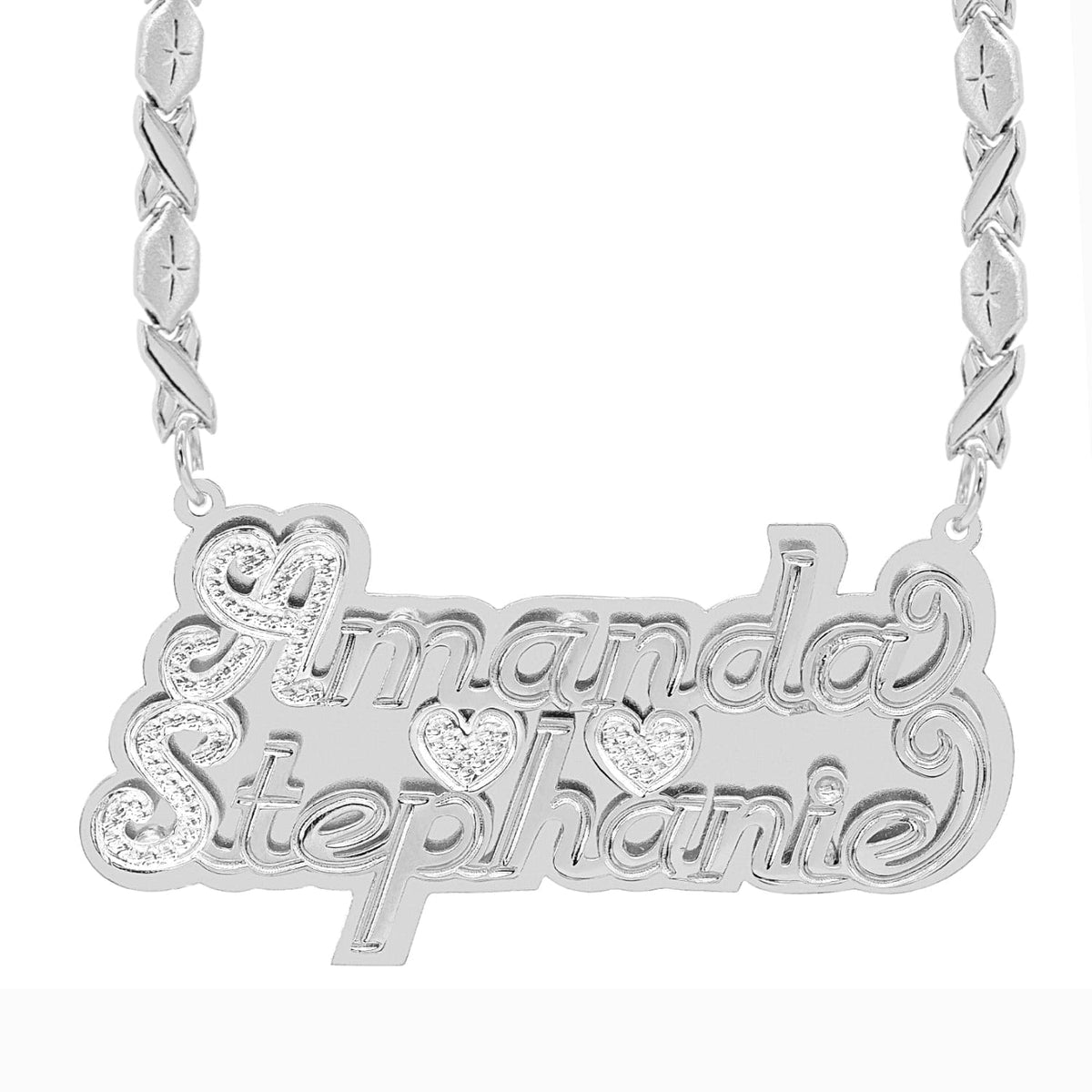 Double Plated Nameplate Necklace "Couples"