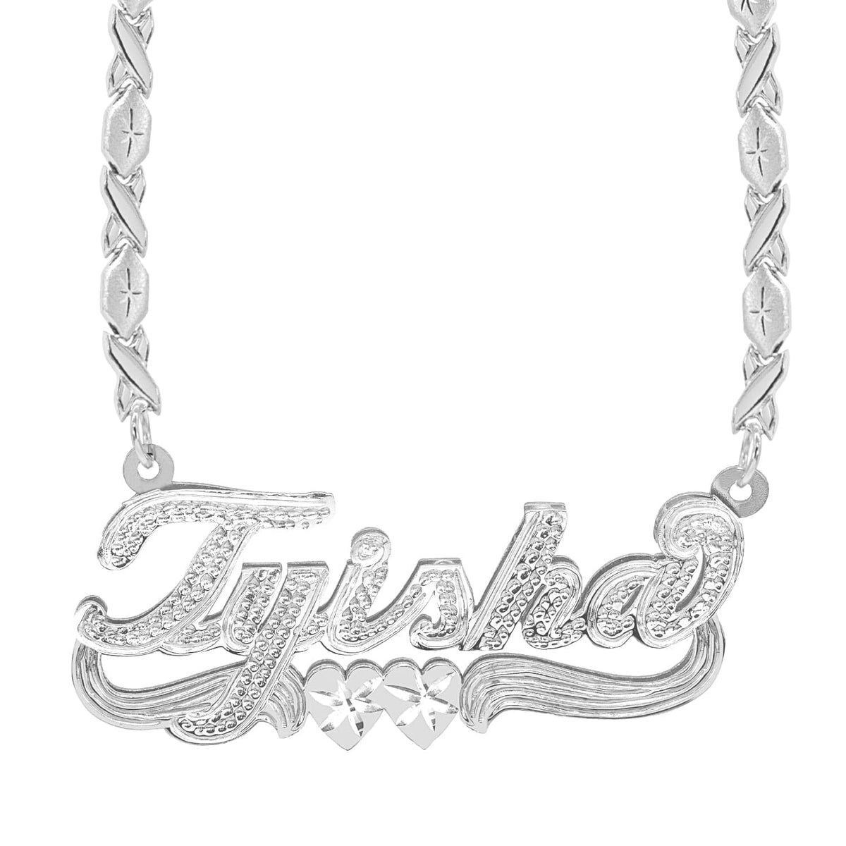 Custom  Double Script Name Plate With Beading "Tyisha"
