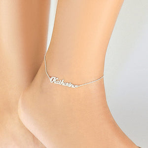 Personalized 14K Gold-Plated Floating Monogram Ankle Bracelet 