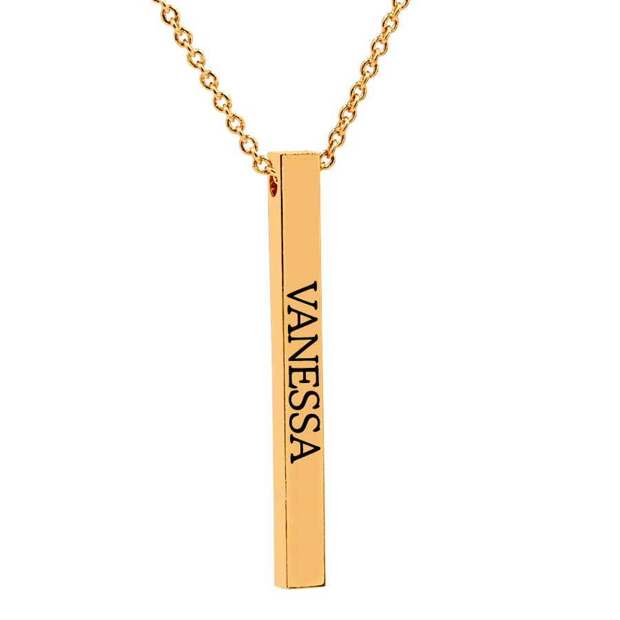 1 Name Bar / Gold Plated / 16&quot; Link Chain Hanging Name Bar Necklace