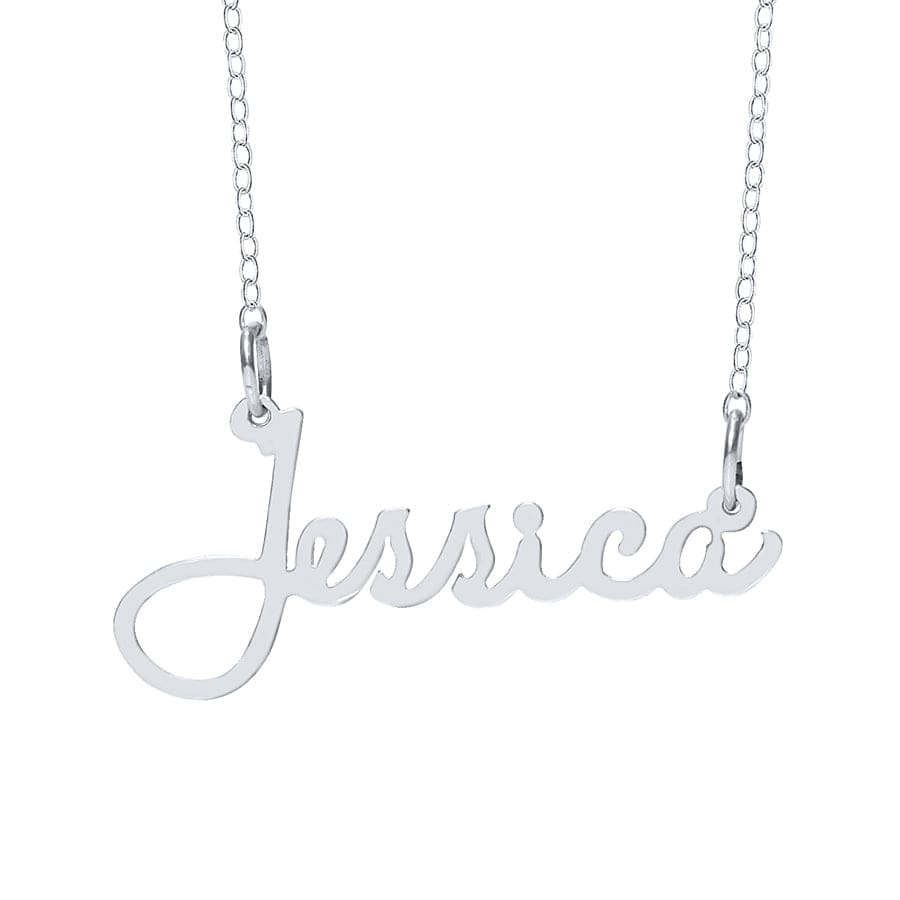 1 Name Pendant / Sterling Silver / Link Chain Script Name Necklace