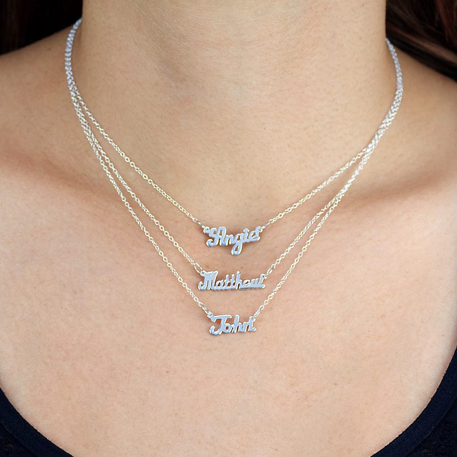 1 Name / Sterling Silver / Necklace Mini Name Plates