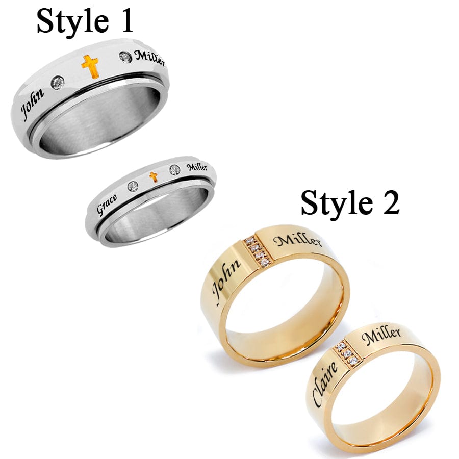 Acheerup Engrave Names Date Stainless Steel Couple Rings Customized Wedding  8mm Ring for Women Men Engagement Jewelry Gift