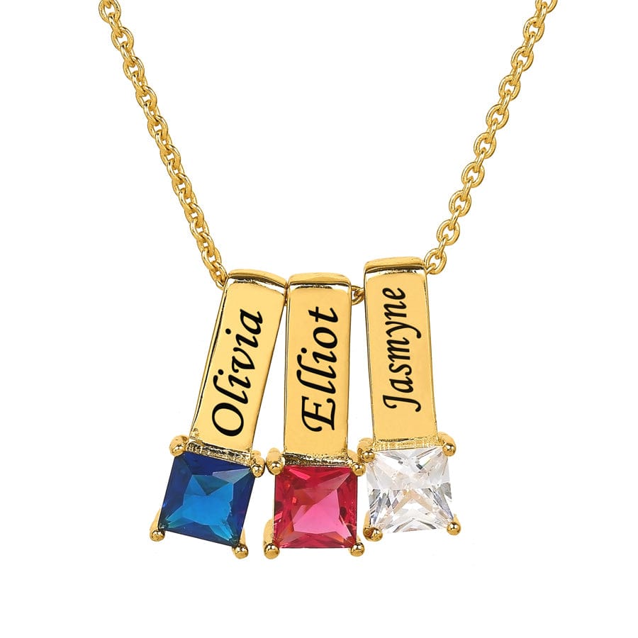 1 Pendant / Gold Plated / Link Chain Mother's Necklace with Square Shape Birthstone Charm