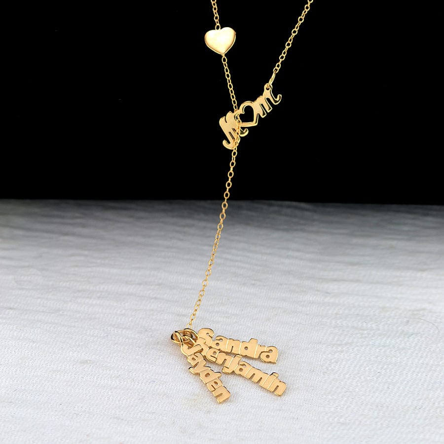 1 Pendant / Silver Plated / Mom Love Mom with Names Necklace