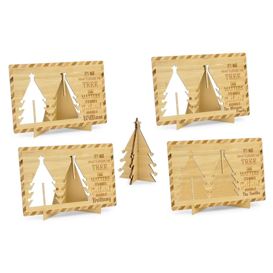 1 Set 4 Christmas Tree Wooden Postcards