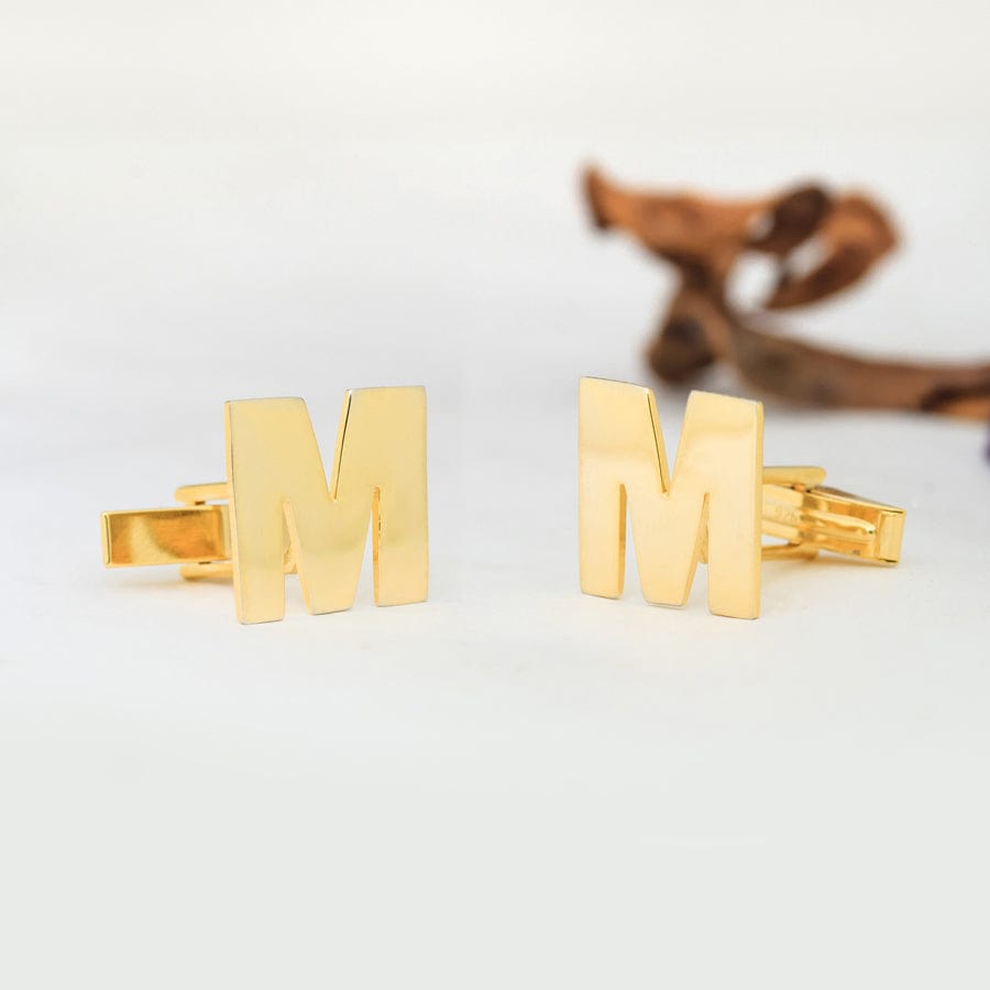 1 Set / Classic Cut Out Block Monogram / Silver Plated Script Monogram Cufflinks