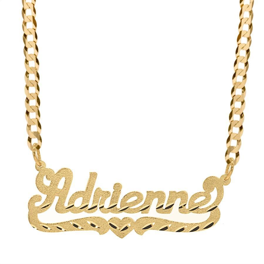 10K Solid Gold / Cuban Chain Solid Gold Name Pendant with Diamond Cut "Tammy"
