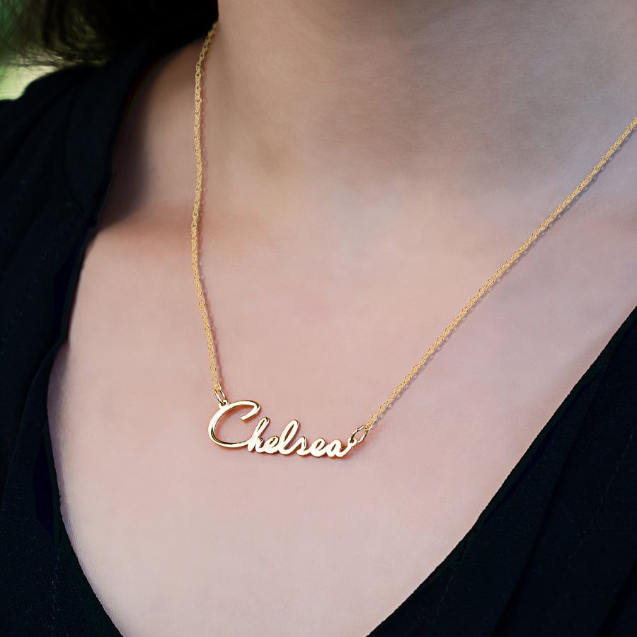 10K Solid Gold / Link chain / 16&quot; 10K Gold Dainty Name Necklace