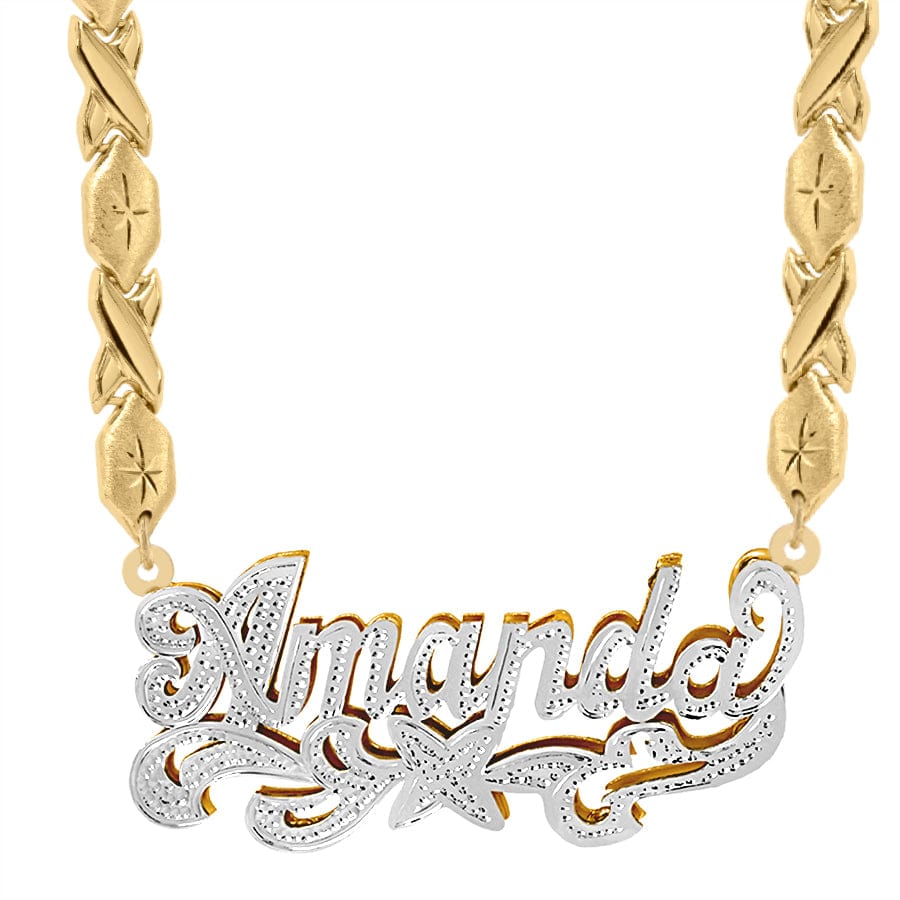 10K Solid Gold / Xoxo Chain Solid Gold Personalized Double Plated Name Necklace &quot;Amanda&quot;