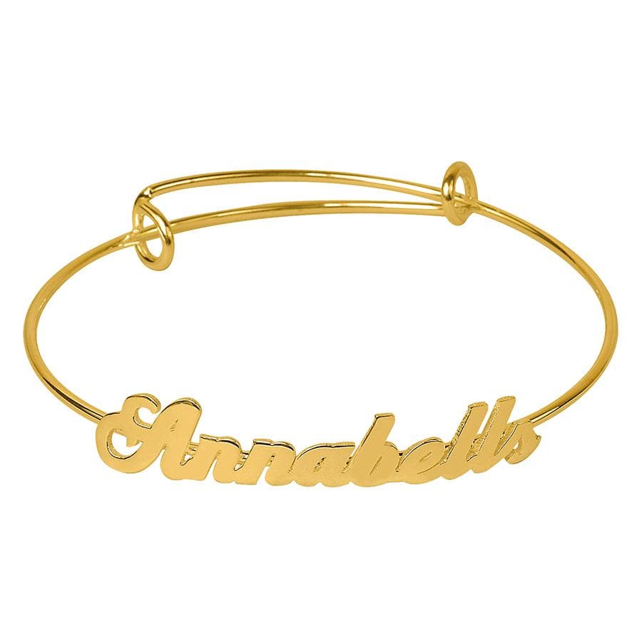 14K Gold over Sterling Silver Adjustable Name Bangle