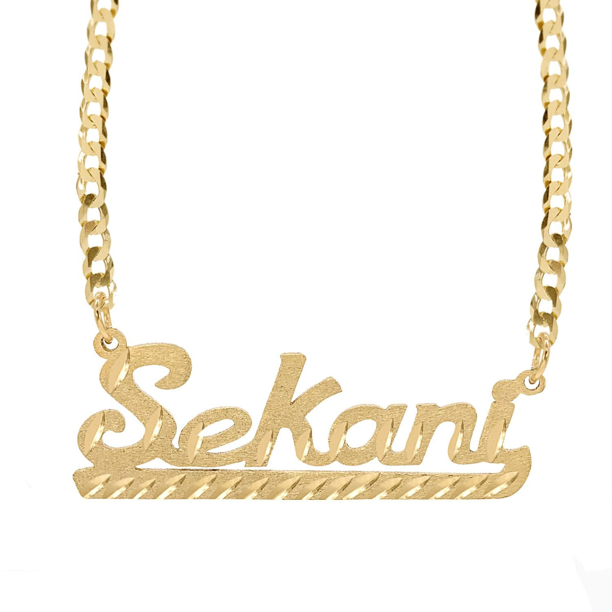 14K Gold over Sterling Silver / Cuban Chain Copy of Personalized Name necklace with Diamond Cut &quot;Tammy&quot;