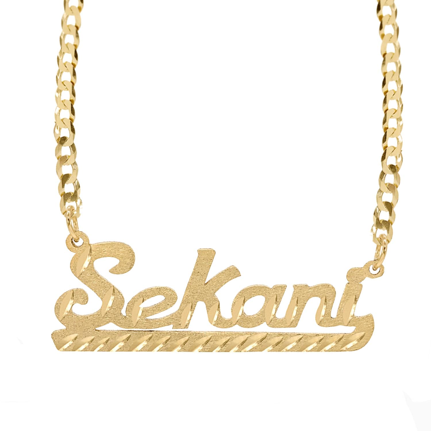 14K Gold over Sterling Silver / Cuban Chain Copy of Personalized Name necklace with Diamond Cut "Tammy"