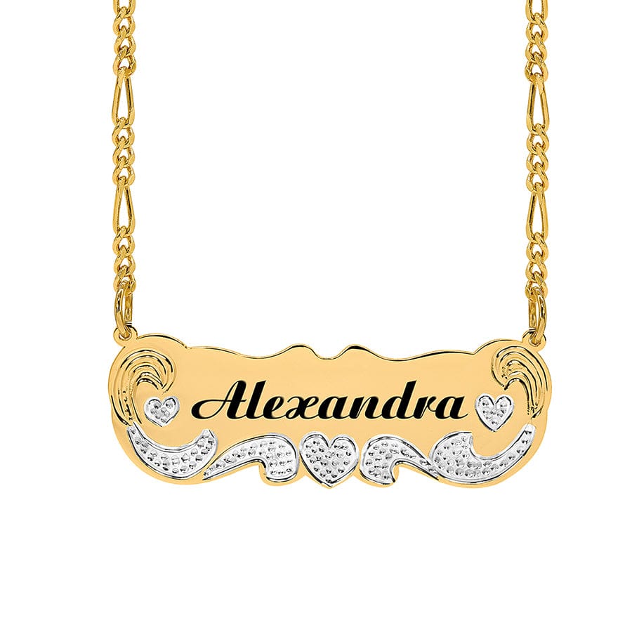 14K Gold over Sterling Silver Engraved Nameplate Necklace &quot;Alexandra&quot;
