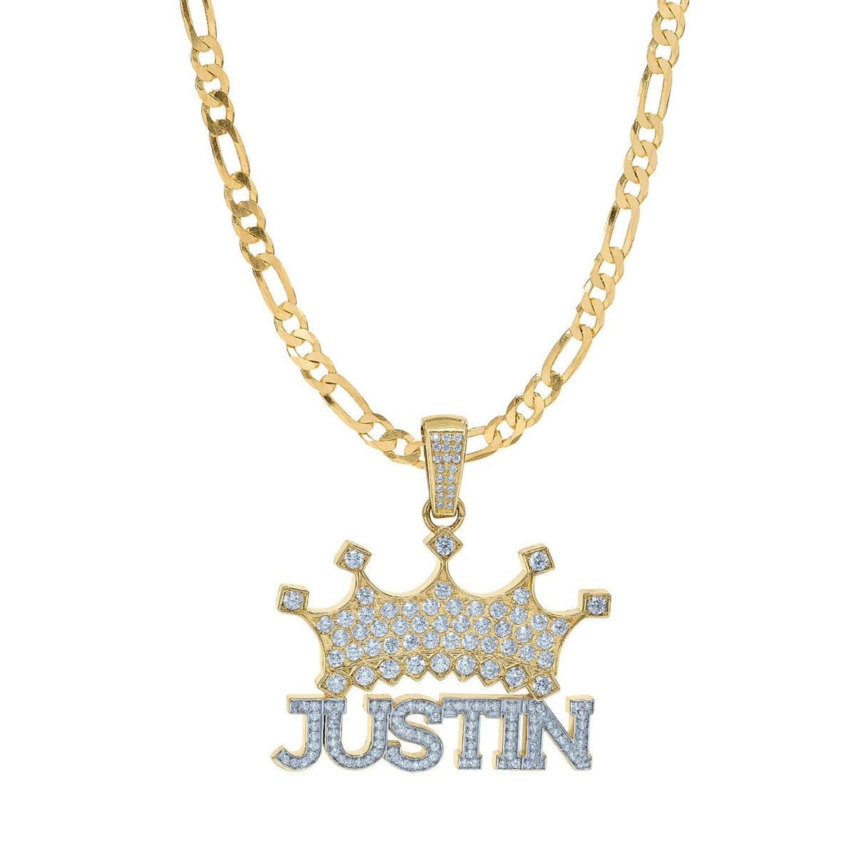 Copy of Personalized Double Nameplate Necklace with Crown &quot;Justin&quot;