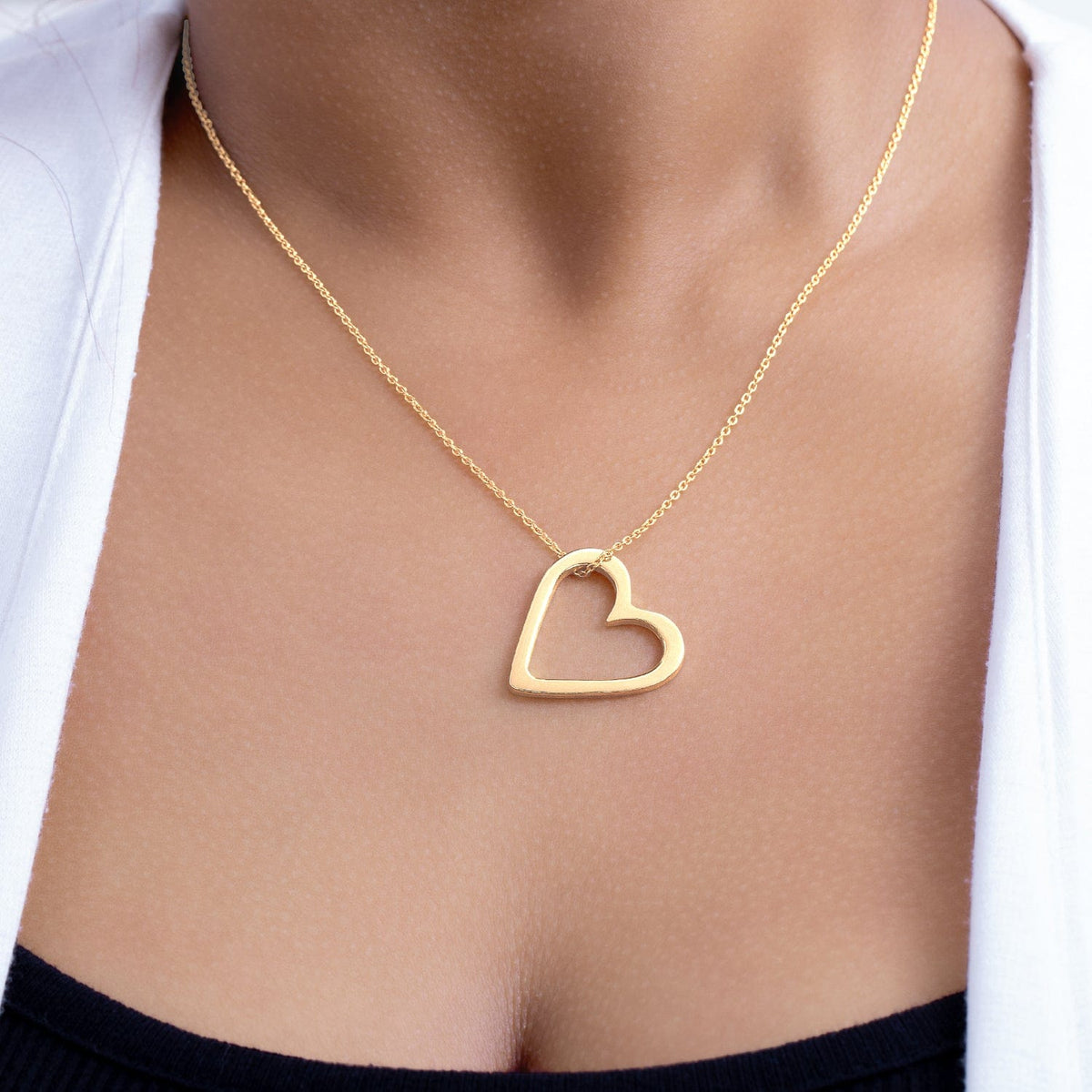 14k Gold over Sterling Silver Heart Silhouette with Inside Engraving