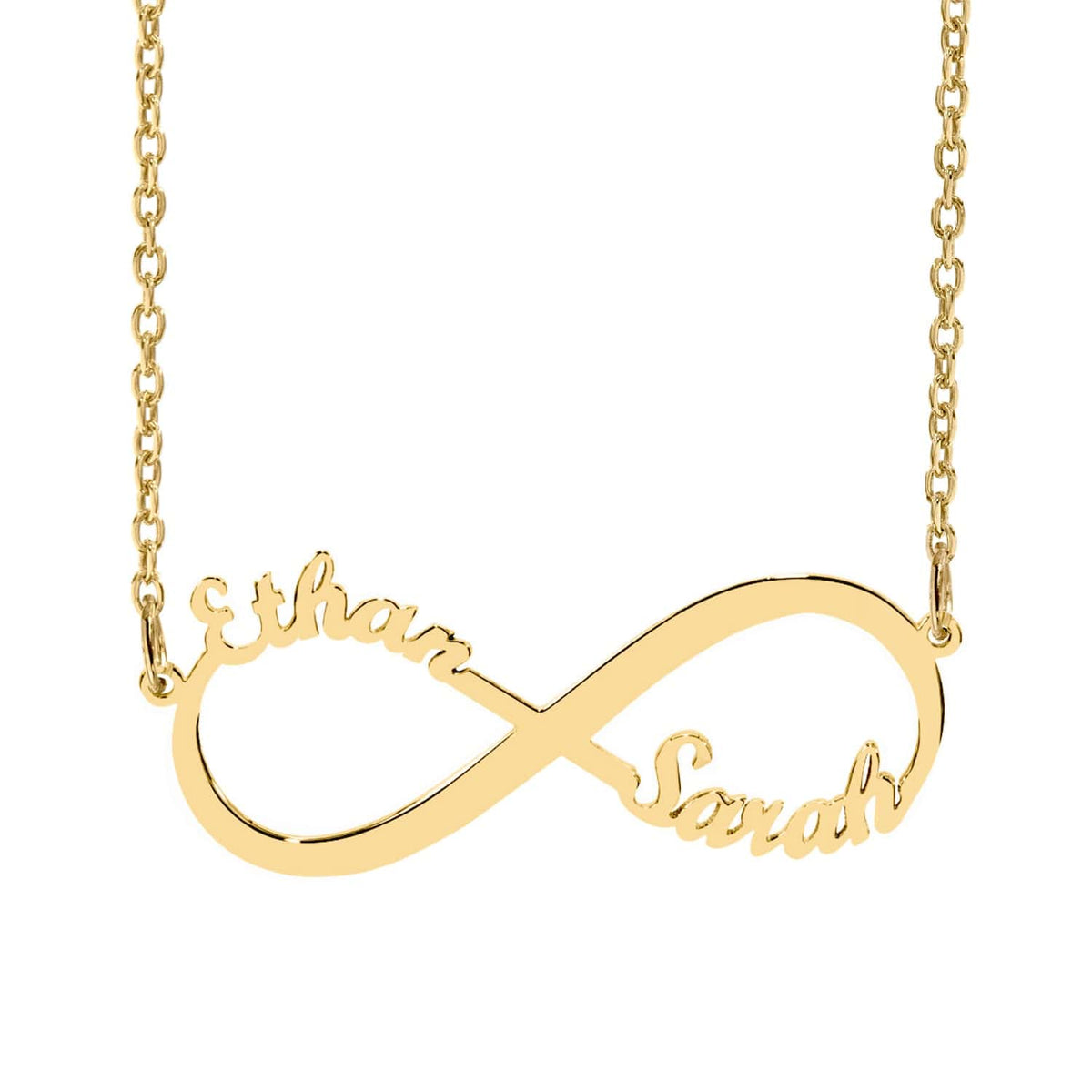 14k Gold over Sterling Silver / Link Chain Infinity Name Necklace