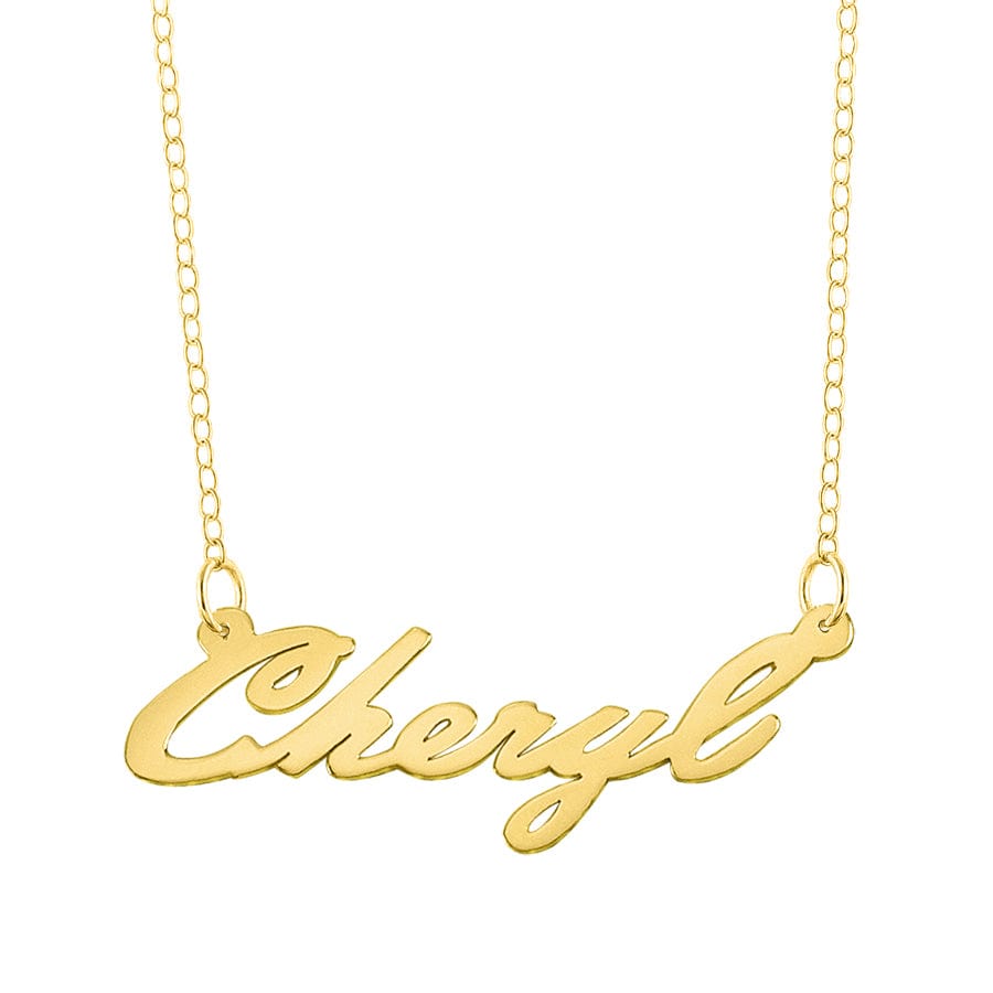 14K Gold over Sterling Silver / Link Chain Name Necklace &quot;Cheryl&quot;